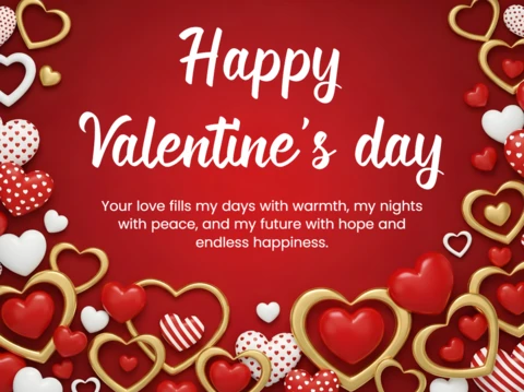 3D Valentine's Day Red Heart Design Template for Greeting Cards
