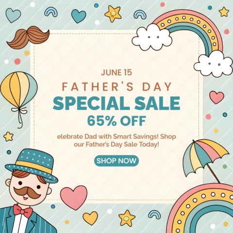 Childish Doodles Design for Father's Day Sale Promotional Template