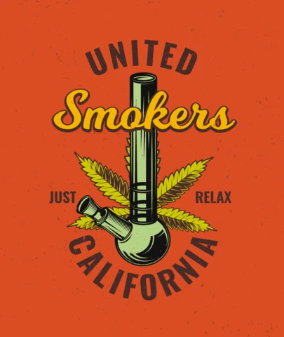Cannabis And A Bong T-Shirt Design Template