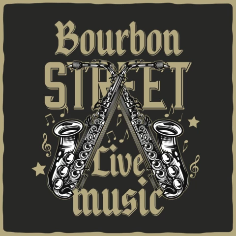 Saxo Bourbon Street Jazz Music T-Shirt Design Template