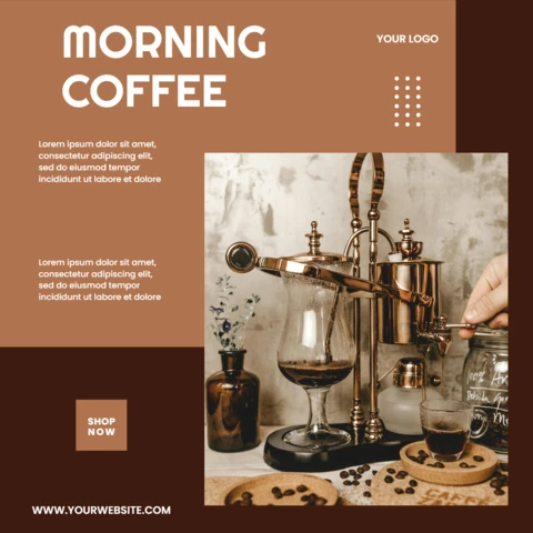 Designvorlage für Social-Media-Beiträge zum Thema „Morgenkaffee“