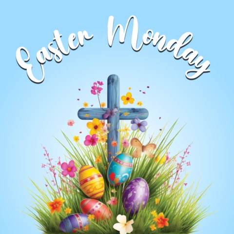 Modello di design del post sui social media per il lunedì di Pasqua