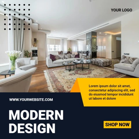 Folded Geometric Ad Marketing Instagram Post Design Template
