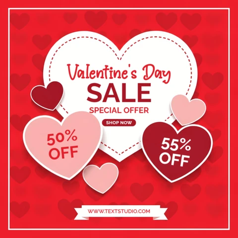 Valentine's Day Sale Template with Heart Design for Promotional Flyers