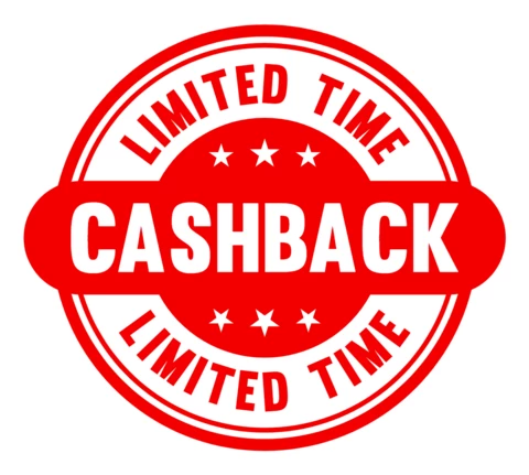 Modelo de design de promoção de selos de crachá de cashback