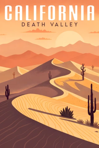 Modello di design paesaggistico del deserto della California per manifesti