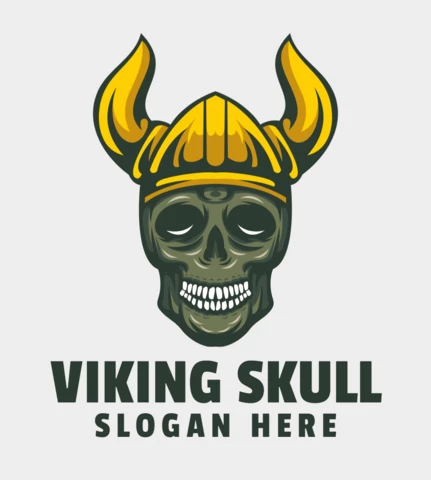 Viking Skull Logo Design Template