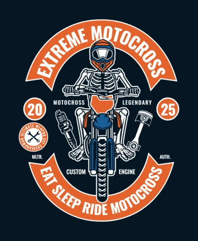 Extreme Motocross Skeleton T-shirt Design Template