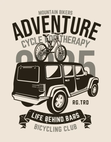 Off Road Adventure Bike And Car T-shirt Design Template