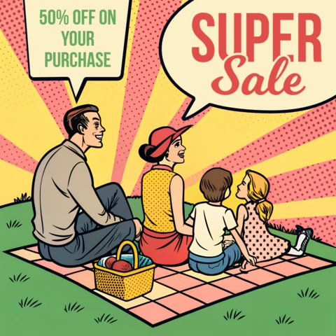 Retro Picnic Sale Template for Promotional Flyers