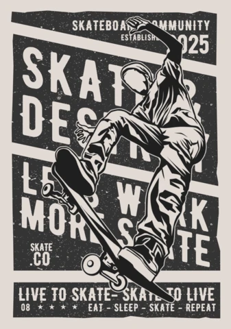 Live To Skate Vintage T-shirt Design Template