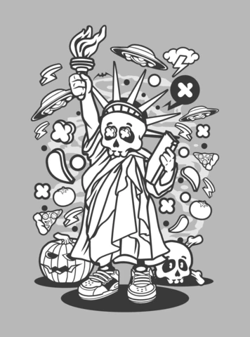 Skull Liberty Cartoon Character Design Template
