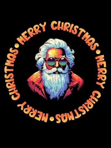 オレンジとイエローのグラデーションがモダンなメリークリスマスTシャツデザイン