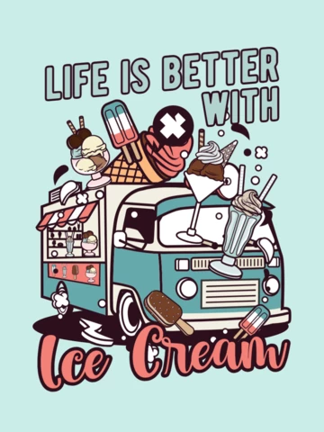 La vida es mejor con la plantilla de diseño de camiseta de helado.