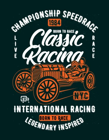 Championship Speedrace Classic Racing T-Shirt Design Template