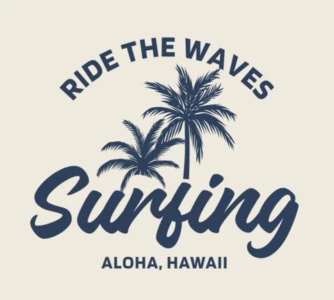 Ride The Waves Surfing Vintage T-Shirt Design Template