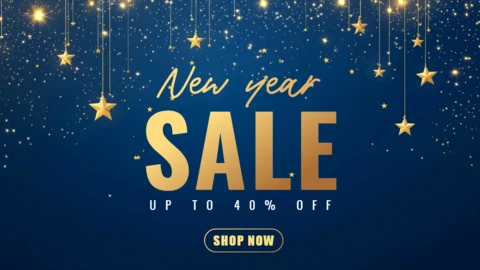 Blue and Gold New Year Sale Design Template