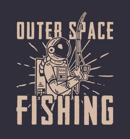 Modèle de conception de t-shirt vintage de pêche d'astronaute