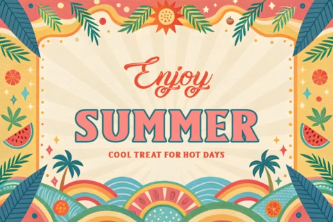 Summertime Festival Illustrations Design for Summer Holidays Greetings Template