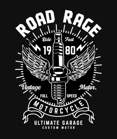Geflügelte motorrad zündkerze t-shirt design vorlage