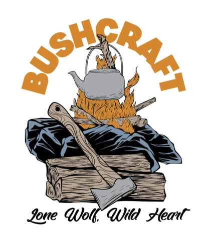 Bushcraft Adventure Design Template with Axe Fire and Camping Elements
