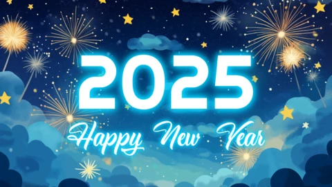 2025 feu d'artifice du nouvel an modèle de conception