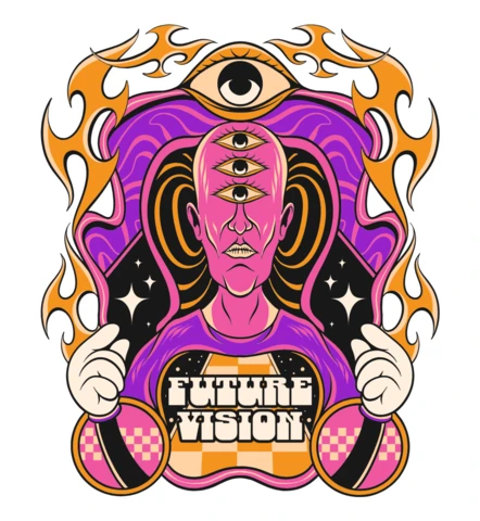Futuristic Vision Design Template: Psychedelic Art Style for Creative Projects