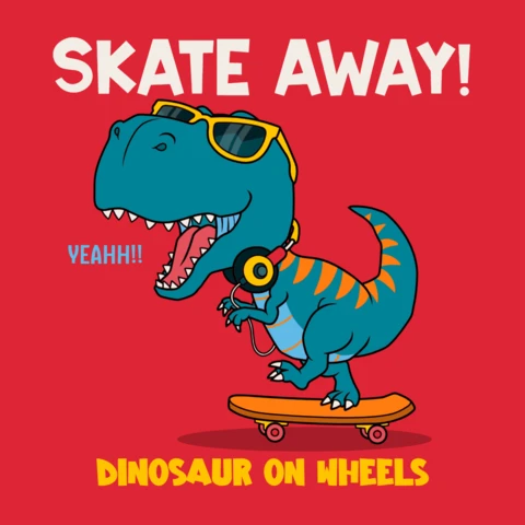 Skate Away Dinosaur Template for Children Apparel Design