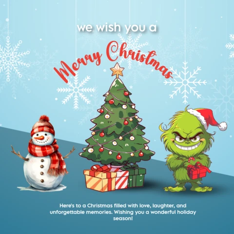 Blue and White Illustrative Merry Christmas Instagram Post Design