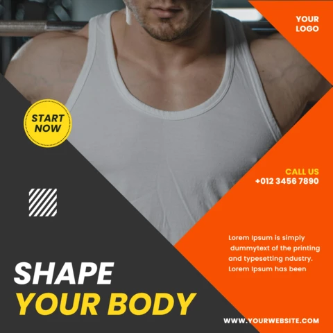 Centro di bodybuilding geometrico promozionale instagram post design template