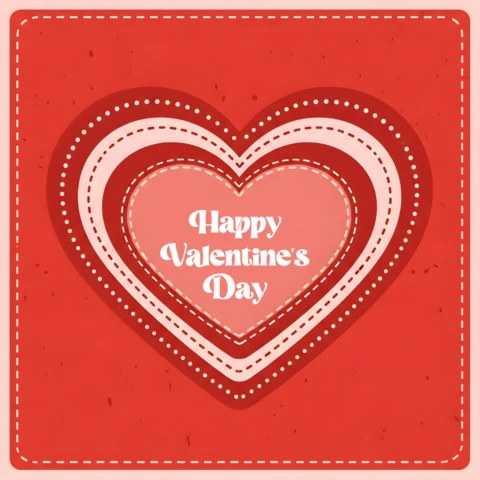 Plantilla de diseño de corazón para el día de San Valentín para tarjetas de felicitación vintage