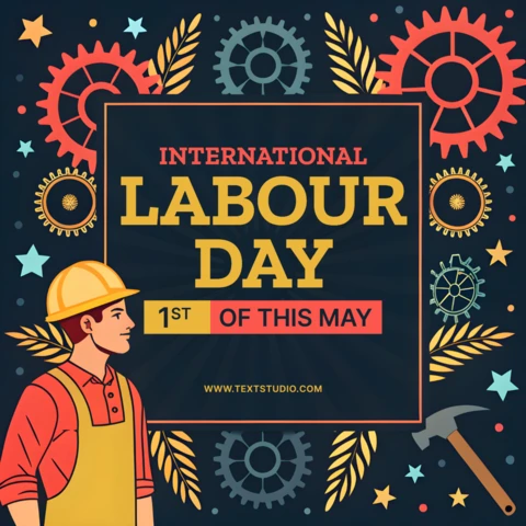 Modelo de comemoração do dia internacional do trabalho - design industrial vintage