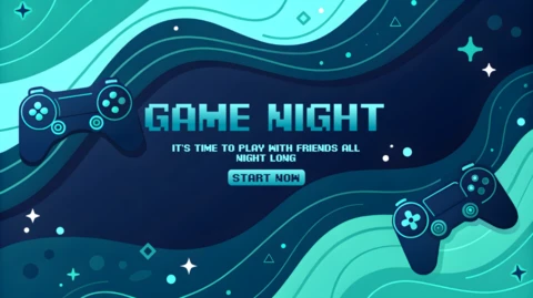 Modèle de conception de soirée de jeux avec des manettes de jeu ludiques