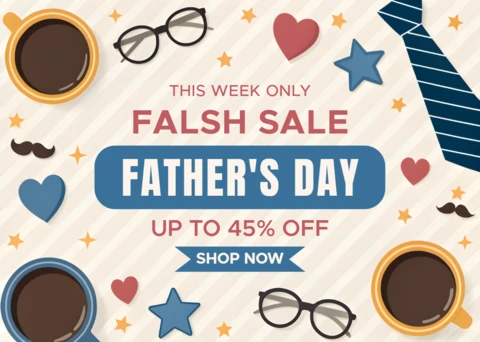 Father's Day Sale Design Template with Coffee, Ties, and Fun Graphics