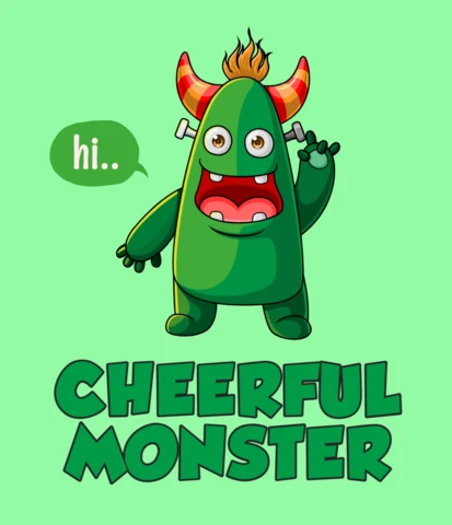Cheerful Green Monster Design Template for Kids' Projects