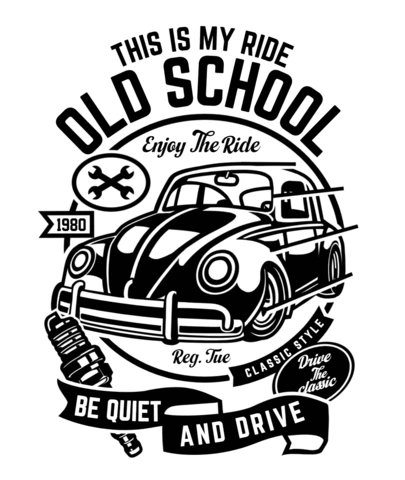 Old School Ride T-Shirt Design Template
