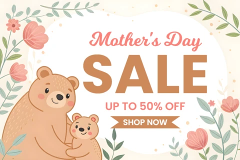 Charming Mother's Day Sale Template with Mama Bear Editable Design