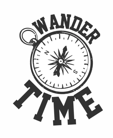 Wander Time with Compass Vintage T-shirt Design Template