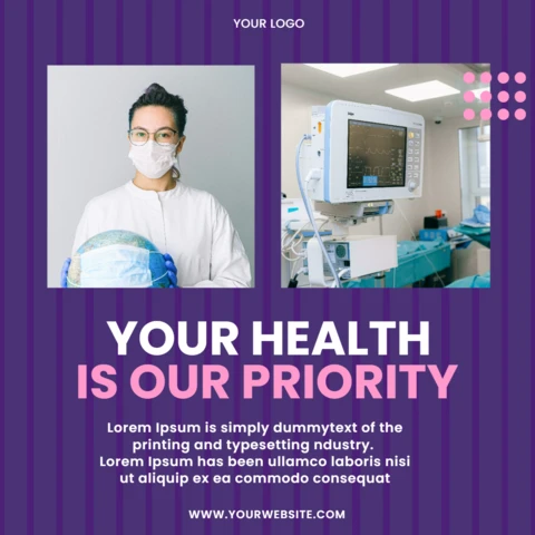 Simple Purple Monochromatic Social Media Post Design Template