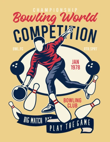 Bowling World Competition VintageT-Shirt Design Template