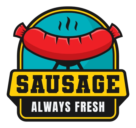 Modèle de logo pour la saucisse et la viande naturelle