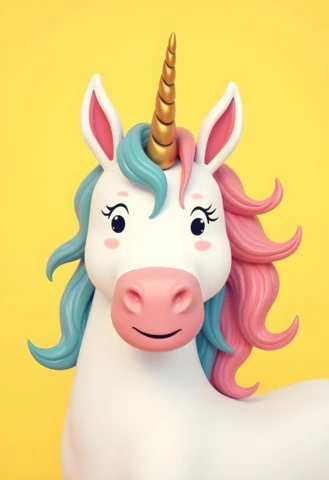 Modèle de dessin animé de licorne colorée pour les invitations et décorations de fêtes d'enfants