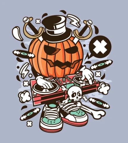 DJ Halloween Cartoon Character Design Template