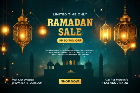 Elegant Ramadan Sale Design Template with Lanterns and Night Sky