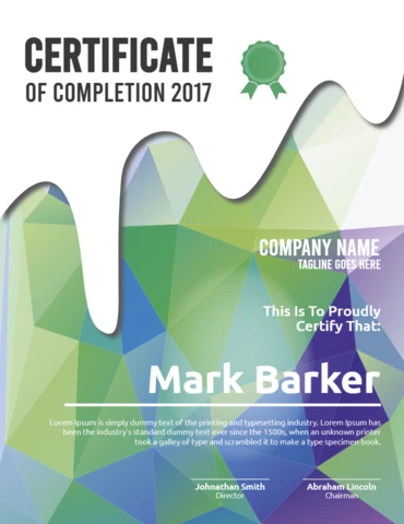 Modern Abstract Certificate Of Completion Post Design Template