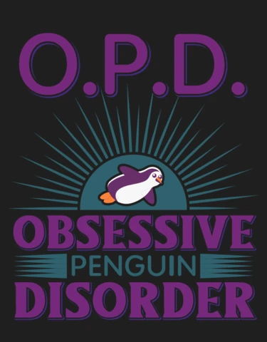 Retro Typography Design Template for Obsessive Penguin Disorder