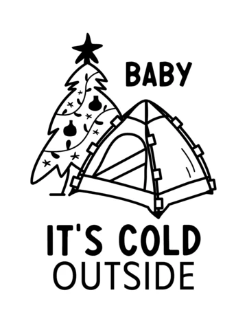 Winter Silhouette Line Art T-shirt Template Design