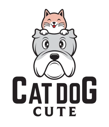 Modelo de design de logotipo fofo de gato e cachorro