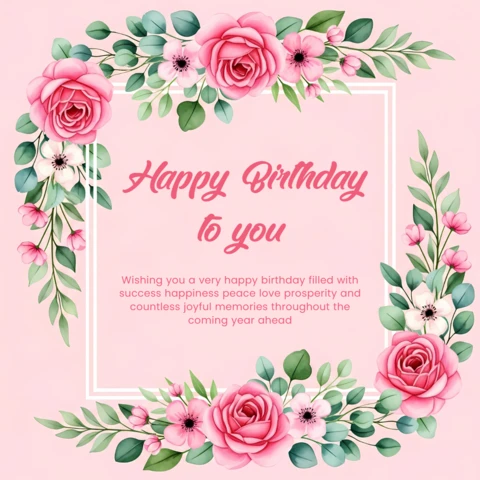Plantilla de diseño de tarjeta de cumpleaños floral con rosas para celebraciones