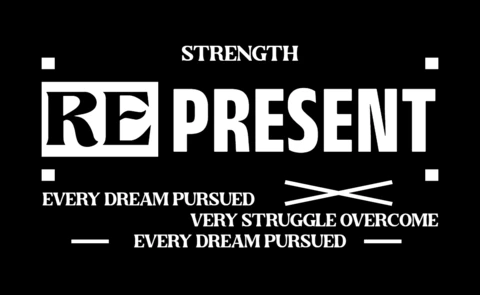 REPRESENT Bold Typography with Strength Message & Geometric Accents T-Shirt Design Template